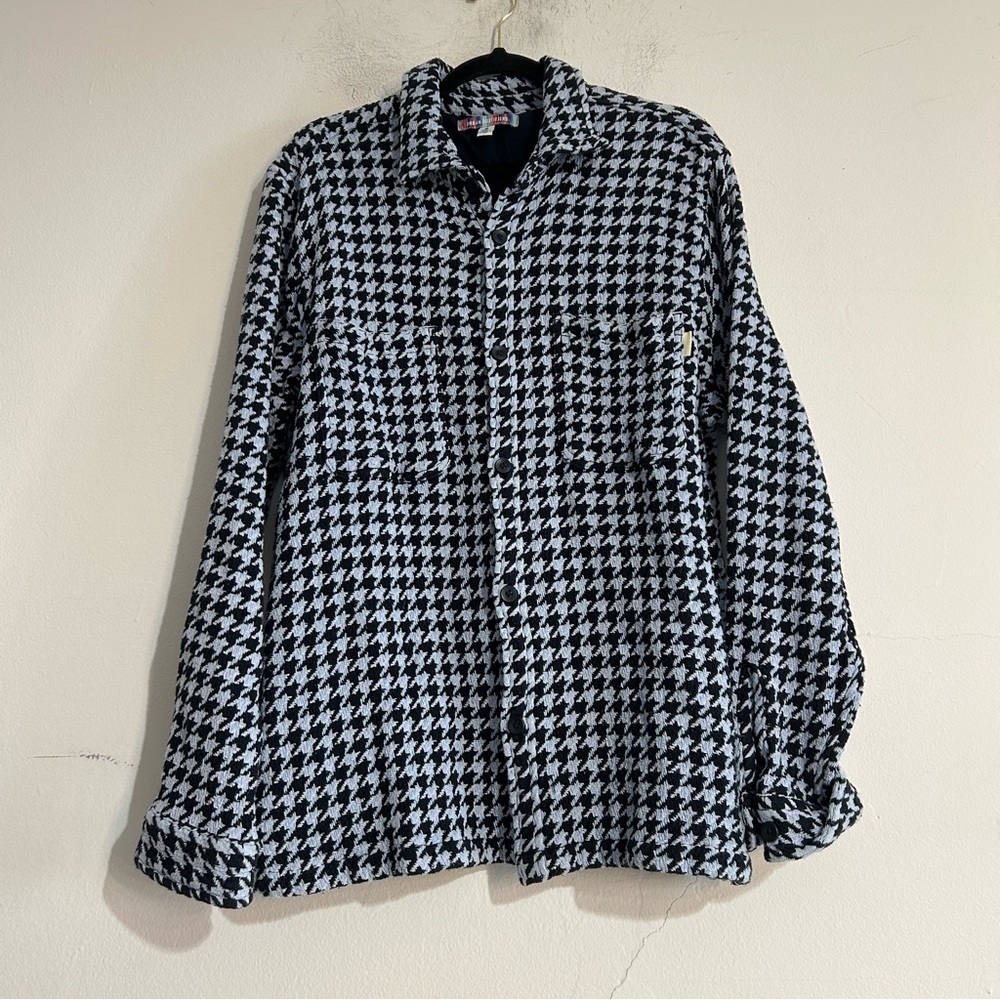 Urban Outfitters Men's Blue Houndstooth Print Button Front Shacket Medium